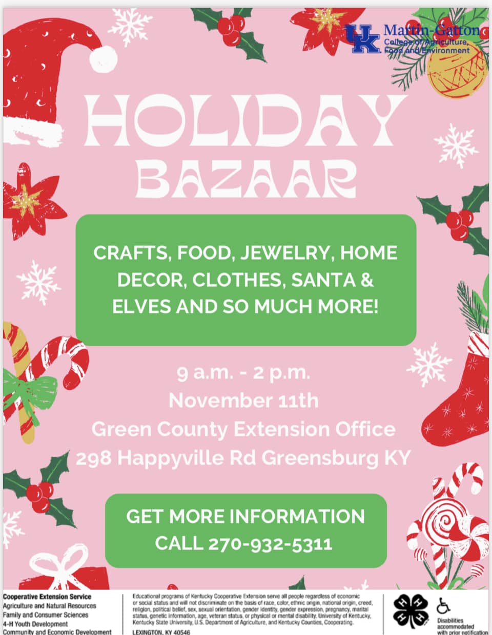 Green County Homemakers Bazaar Flier