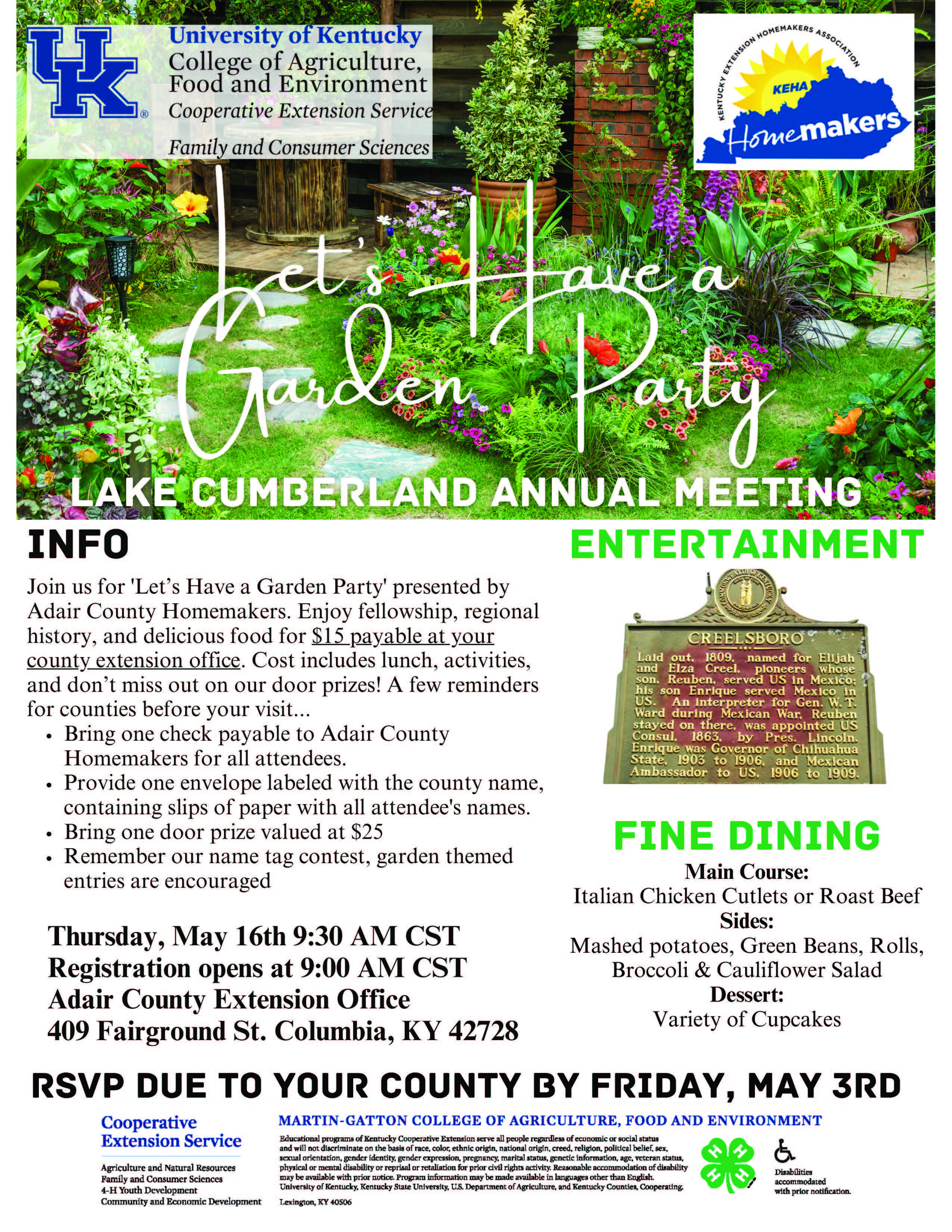LCA Homemakers Annual Meeting Flyer
