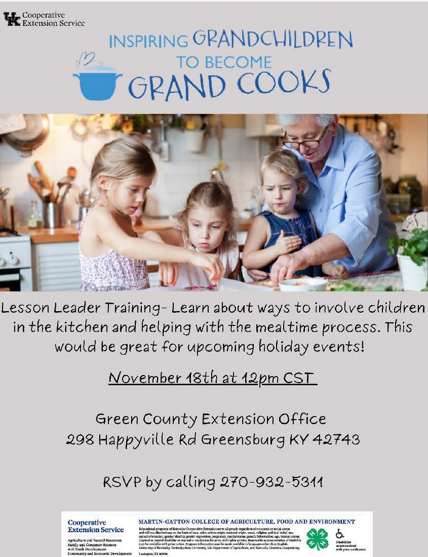 Grandkids learning to become grand cooks flier